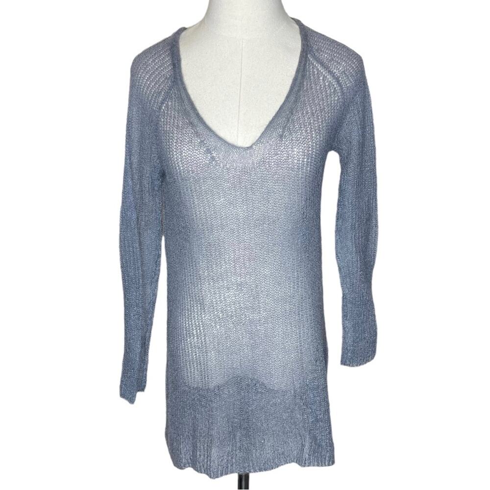 Eileen Fisher Petite Size PP (XS) V-Neck Pullover Tunic Sweater Sheer Mohair